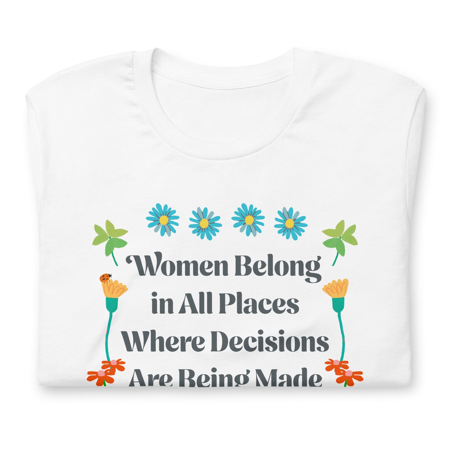 Close-up of floral design surrounding Ruth Bader Ginsburg’s iconic quote.
