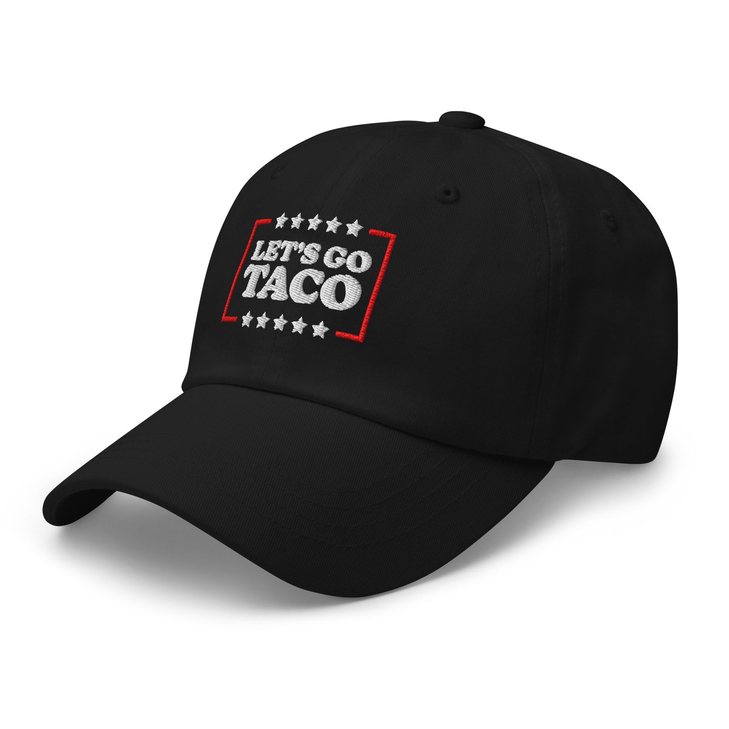 Left Front View Image: Let’s Go T.A.C.O. Anti-Trump Dad Hat – Embroidered Left Front Design