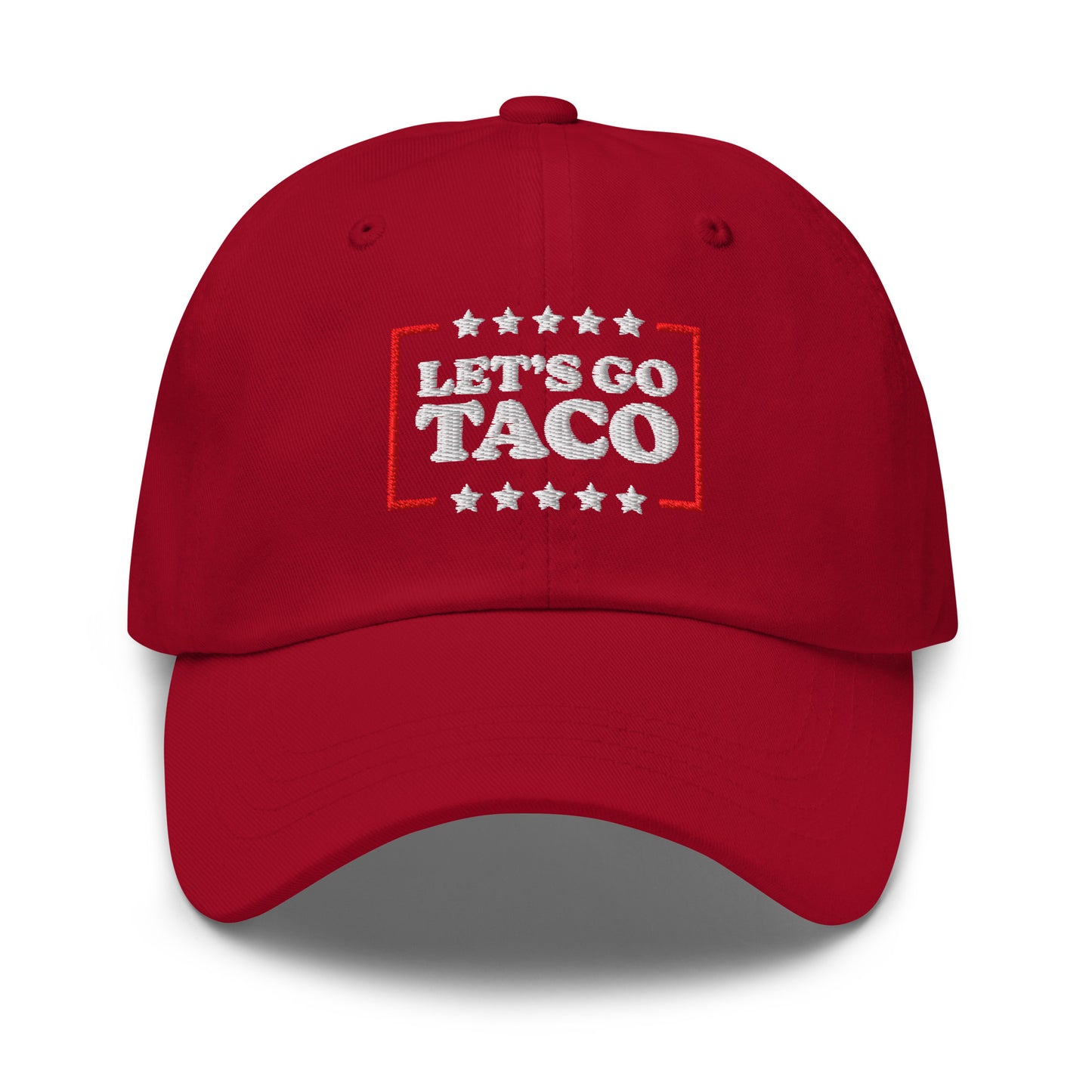 Front View Image: Let’s Go T.A.C.O. Anti-Trump Dad Hat – Embroidered Front Design