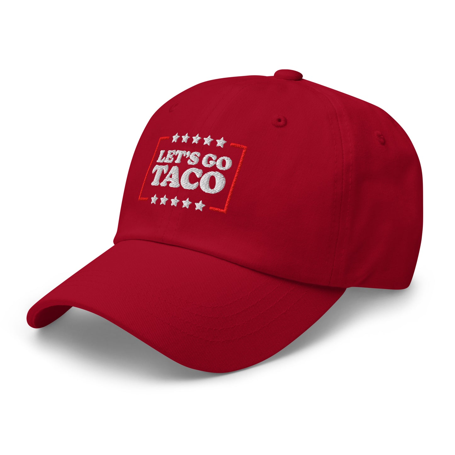 Left Front View Image: Let’s Go T.A.C.O. Anti-Trump Dad Hat – Embroidered Left Front Design