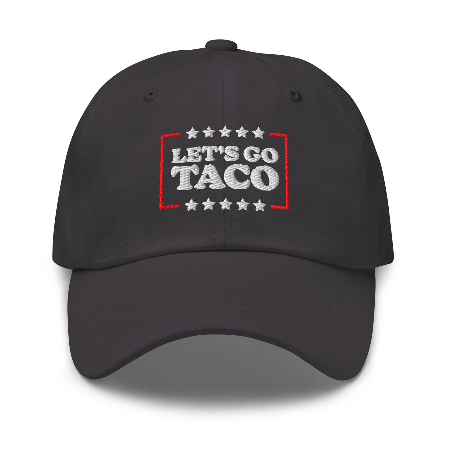 Front View Image: Let’s Go T.A.C.O. Anti-Trump Dad Hat – Embroidered Front Design