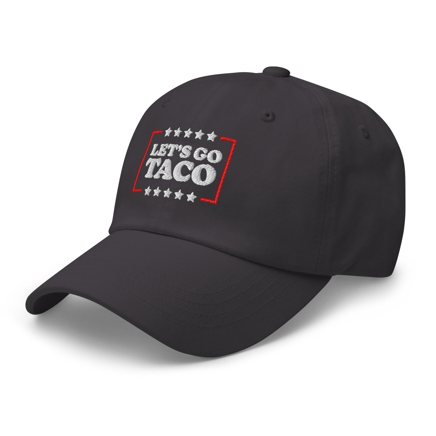 Left Front View Image: Let’s Go T.A.C.O. Anti-Trump Dad Hat – Embroidered Left Front Design