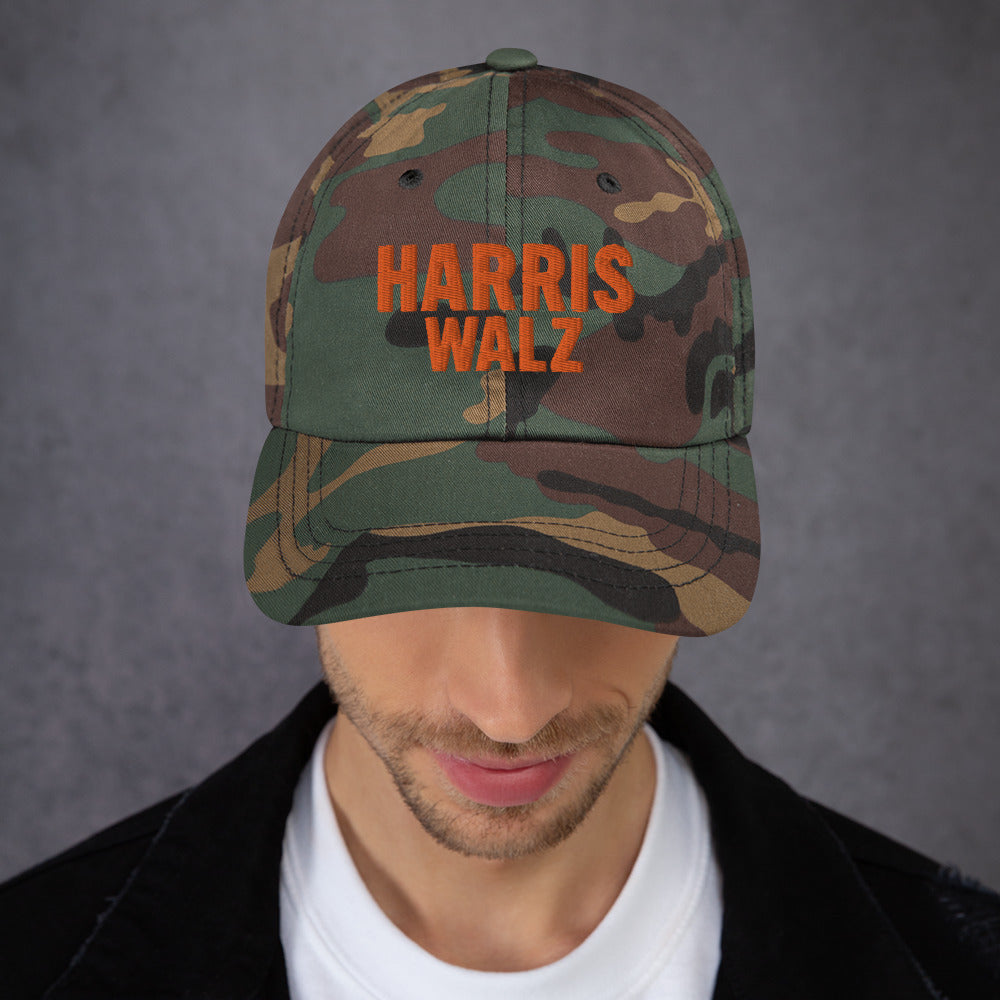 Male model wearing Harris-Walz 2024 Presidential Campaign Dad Hat