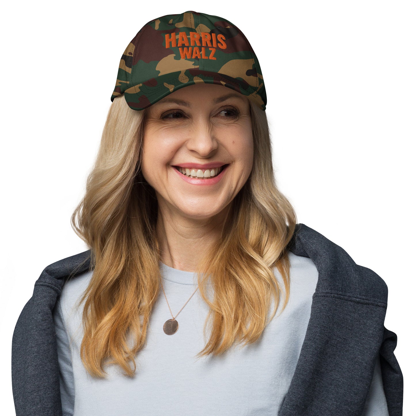 Harris Walz supporter wearing Harris-Walz 2024 Presidential Campaign Dad Hat