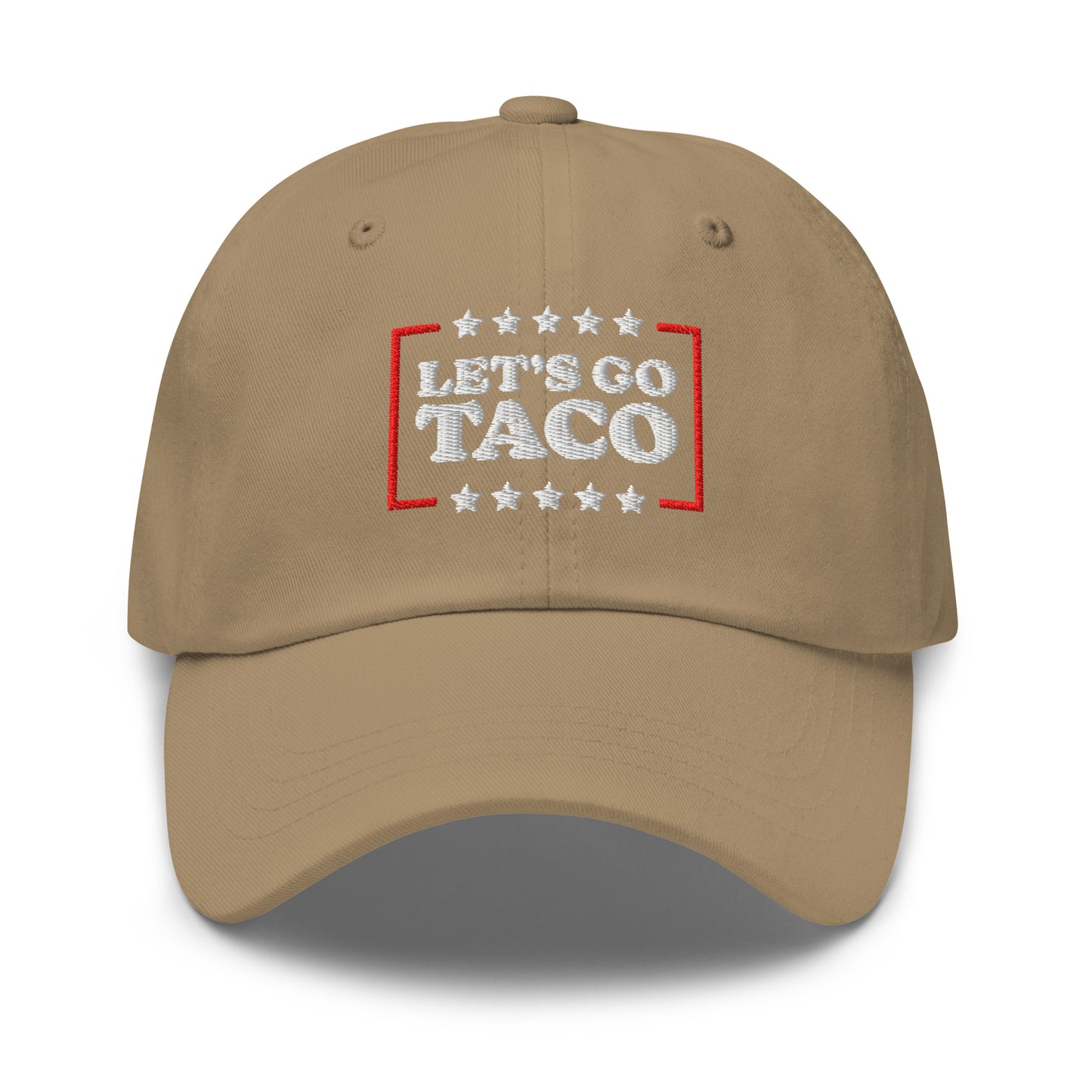 Front View Image: Let’s Go T.A.C.O. Anti-Trump Dad Hat – Embroidered Front Design