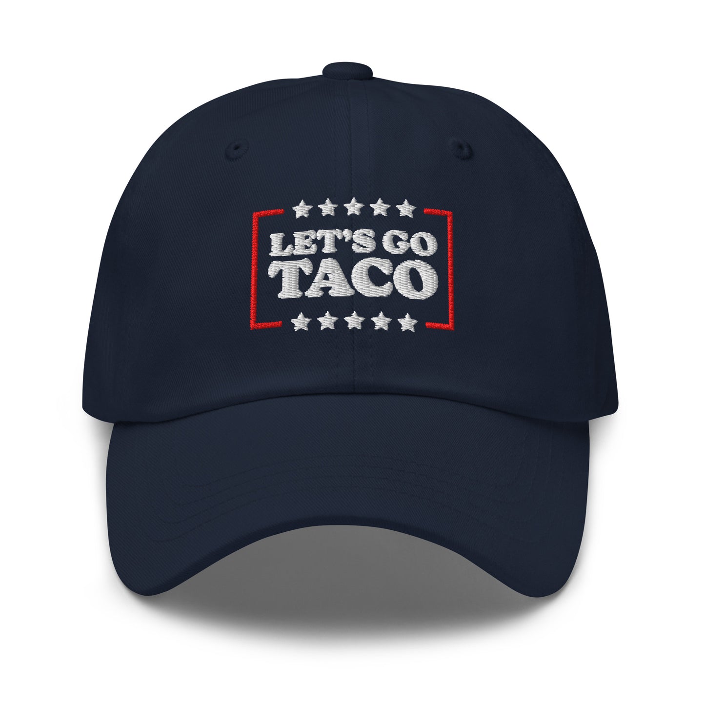 Front View Image: Let’s Go T.A.C.O. Anti-Trump Dad Hat – Embroidered Front Design