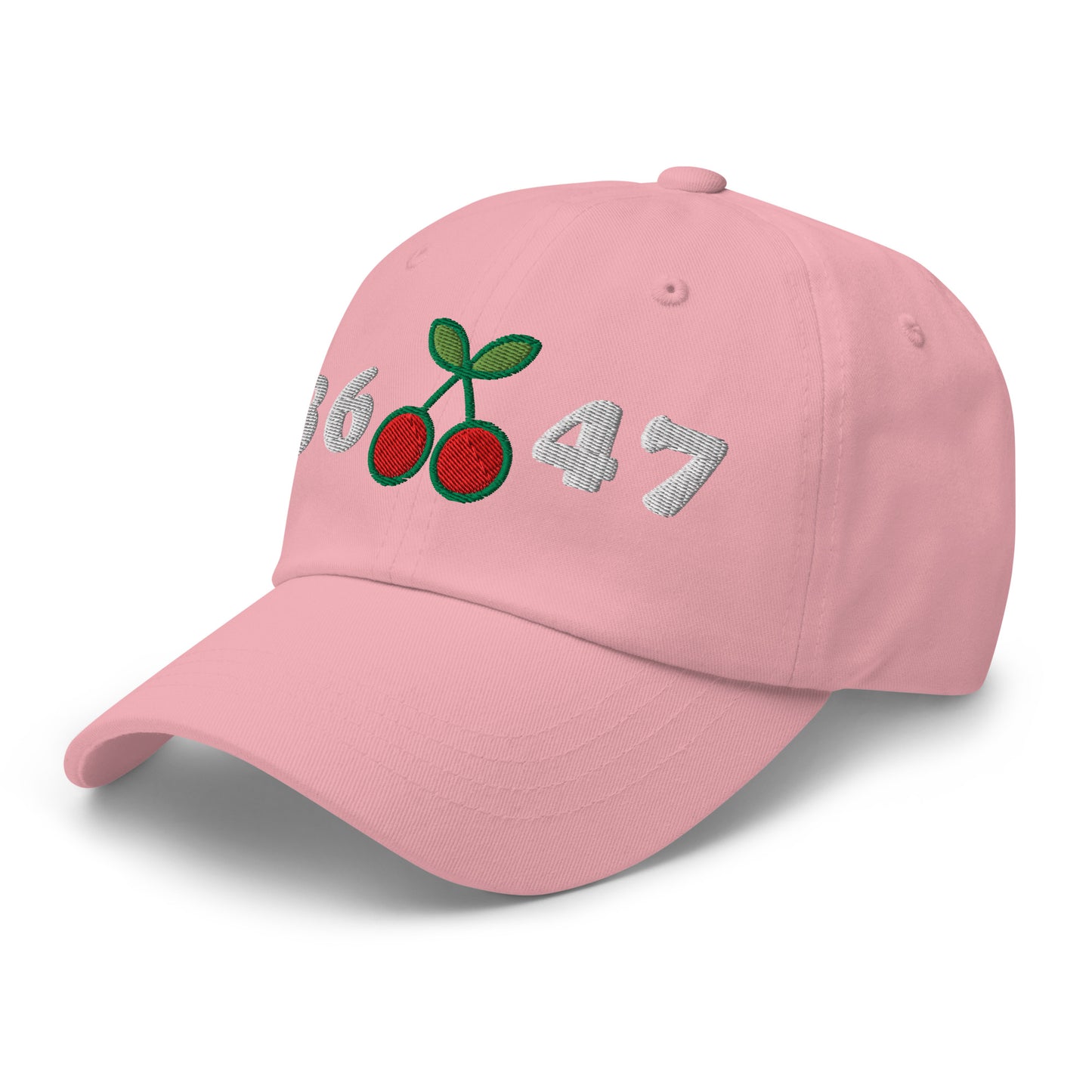 Front Side View Image: 8647 Cherries Anti-Trump Dad Hat – Front Embroidered Design