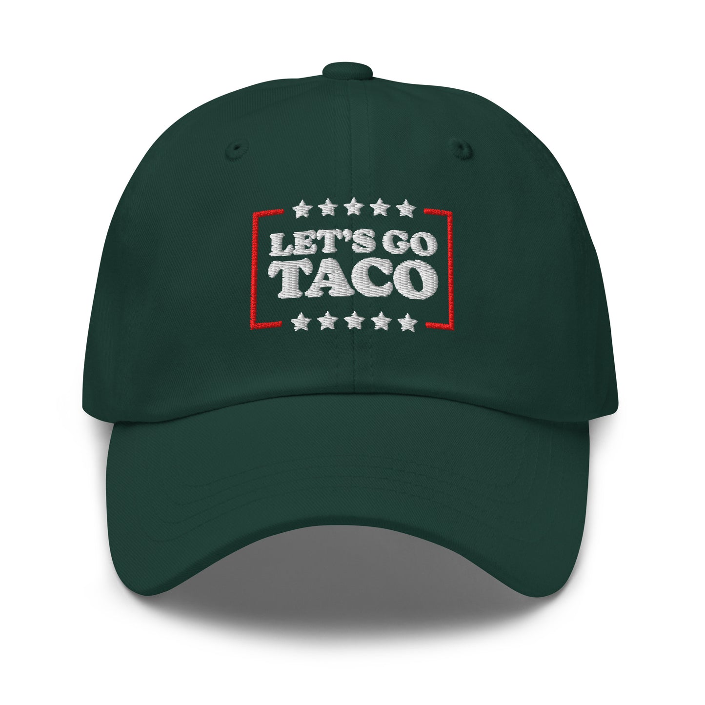 Front View Image: Let’s Go T.A.C.O. Anti-Trump Dad Hat – Embroidered Front Design
