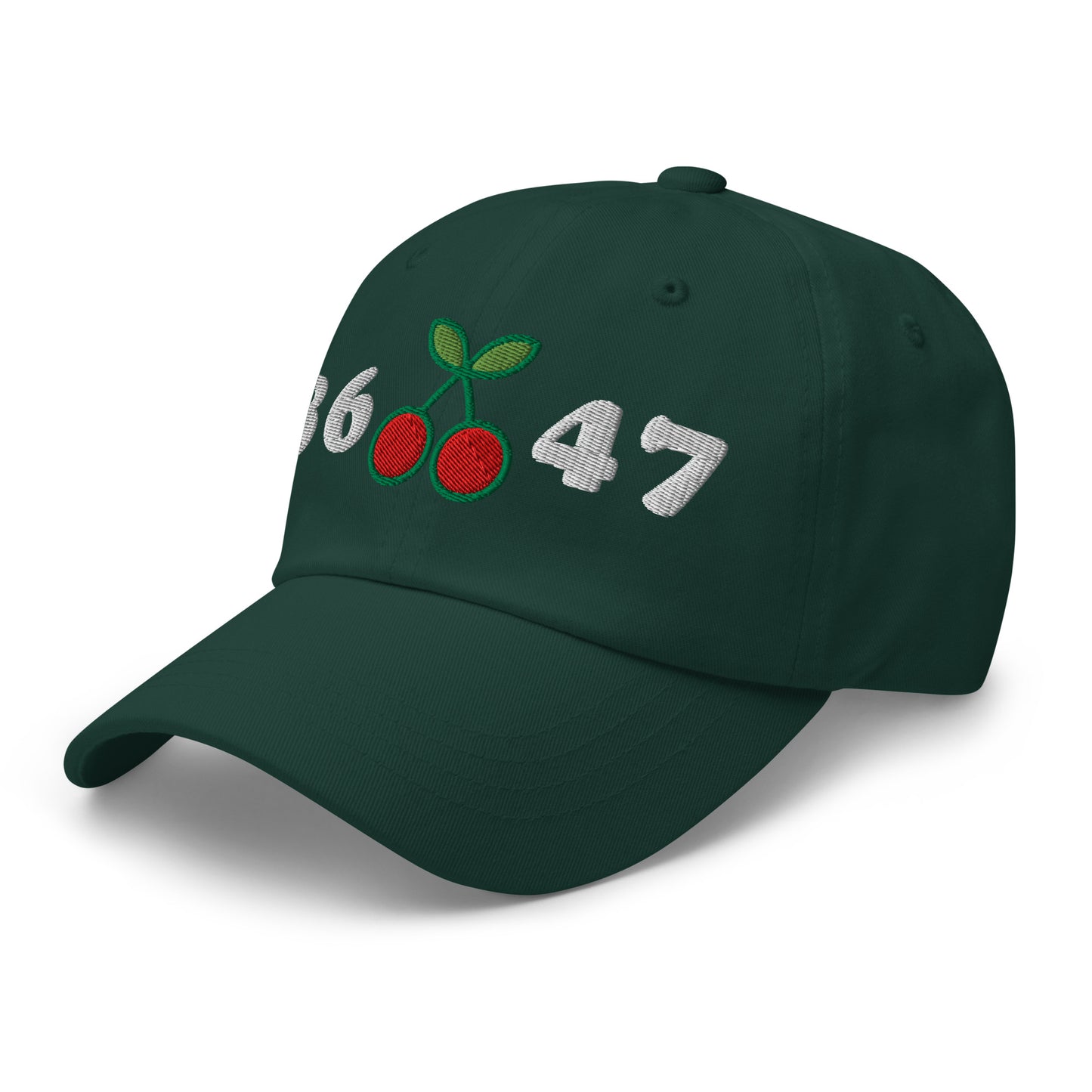 Front Side View Image: 8647 Cherries Anti-Trump Dad Hat – Front Embroidered Design