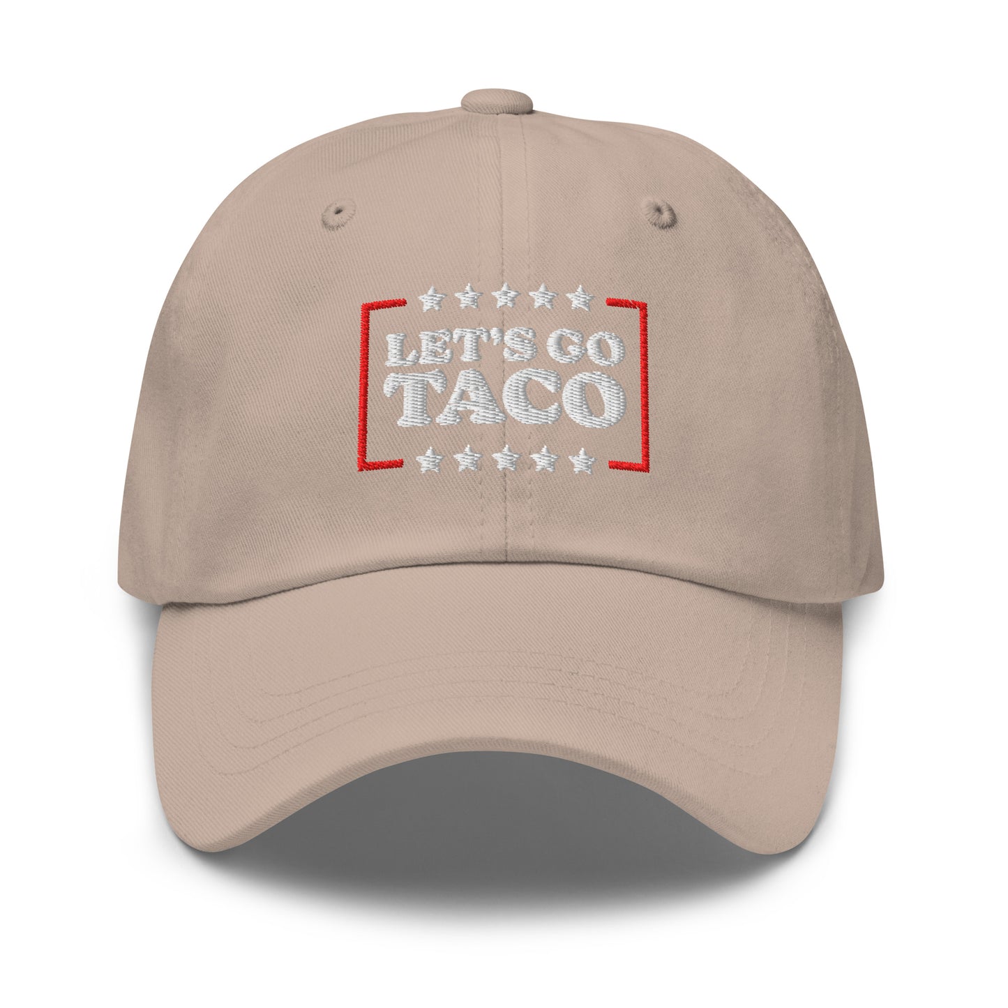 Front View Image: Let’s Go T.A.C.O. Anti-Trump Dad Hat – Embroidered Front Design