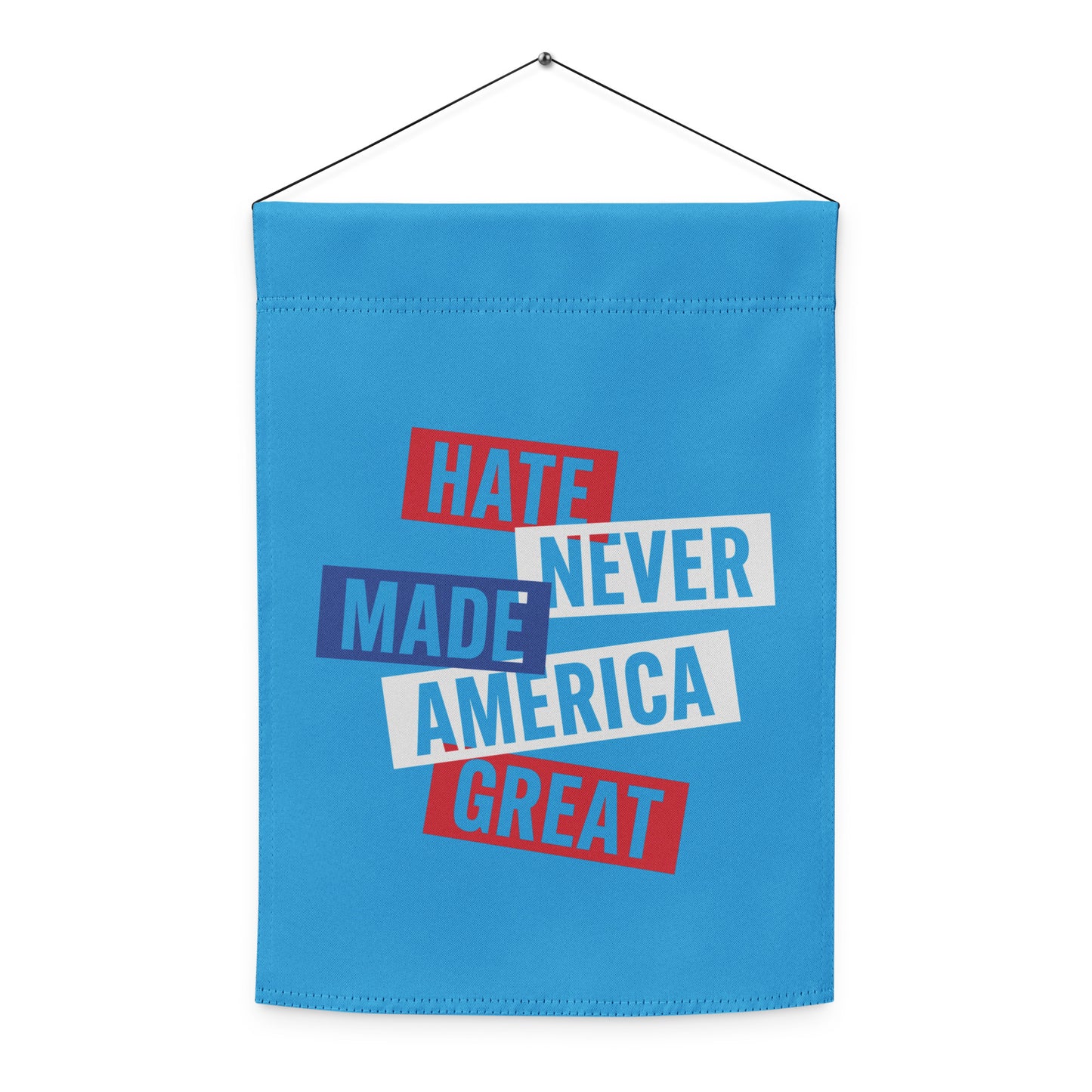 Front View Image: Full display of the Hate Never Made America Great garden flag in a white background.
