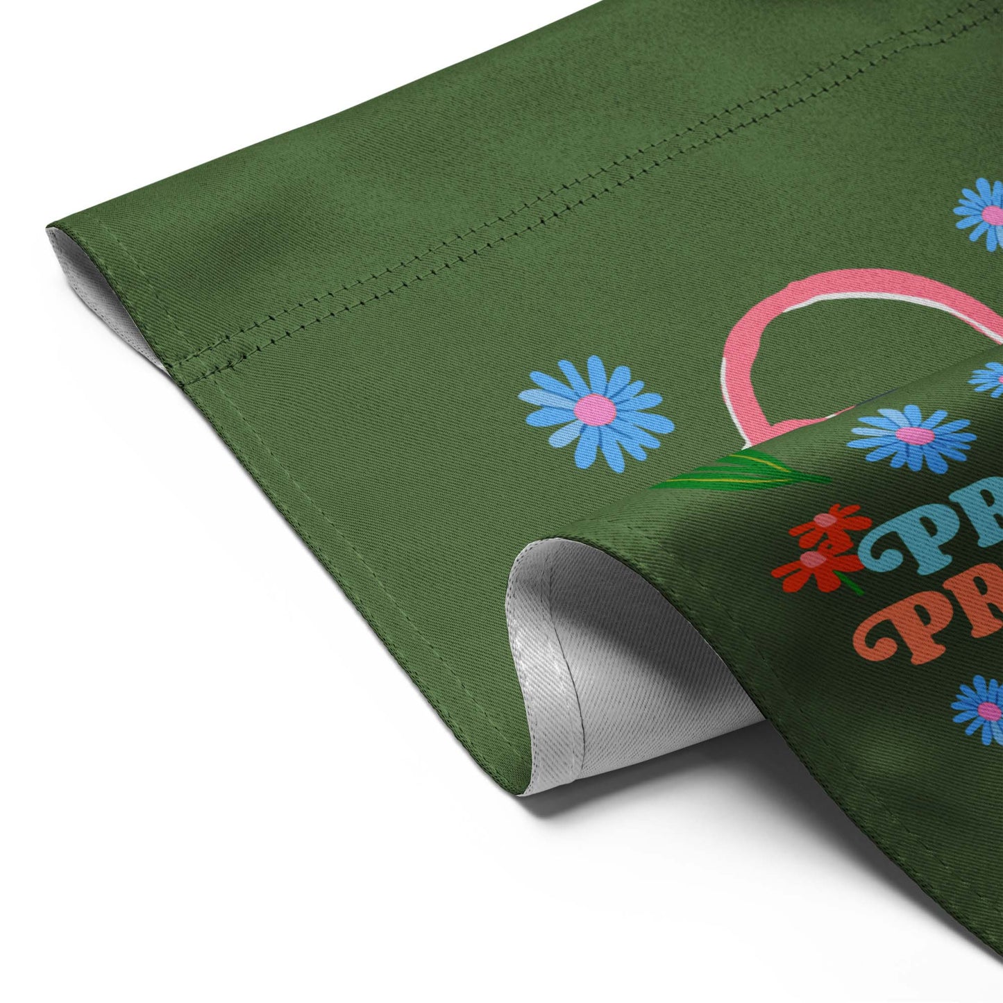 detail View Image: Pro-Choice Pro-Feminism Pro-Cats Garden Flag with floral cat graphic in a white background