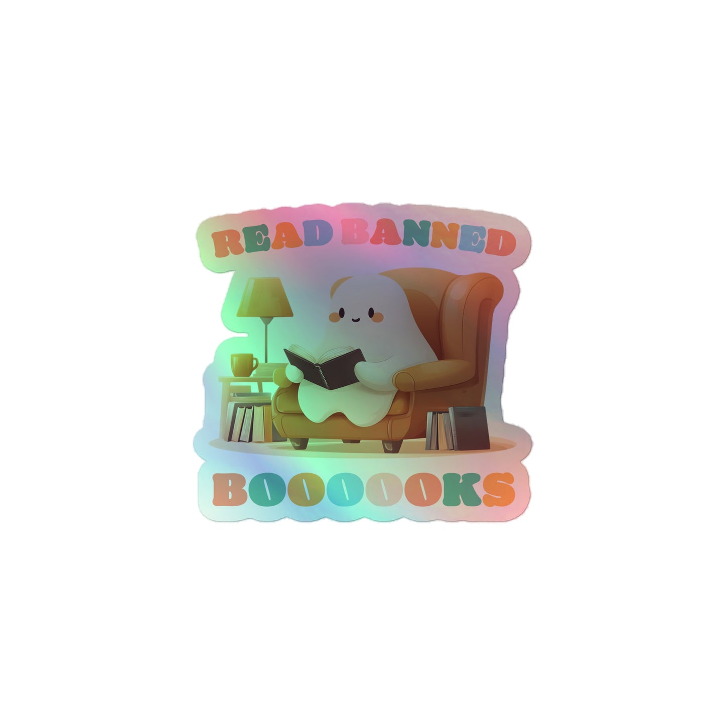 Playful "Read Banned Boooooks" Sticker on a plain white surface.