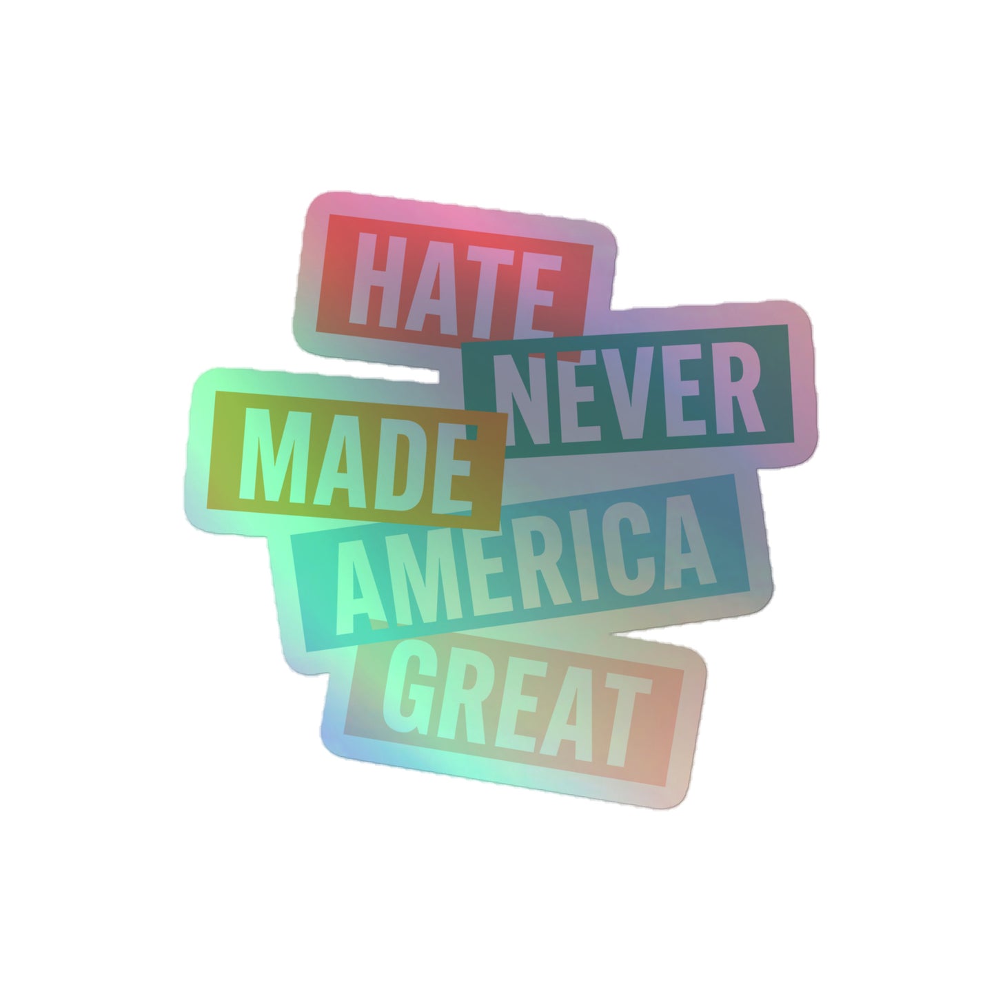 Front View Image: Full holographic sticker with a shimmering finish.