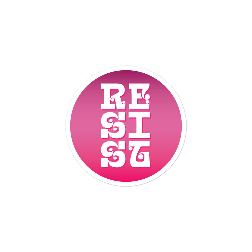 Front View Image: Front view of the bold RESIST Sticker design.