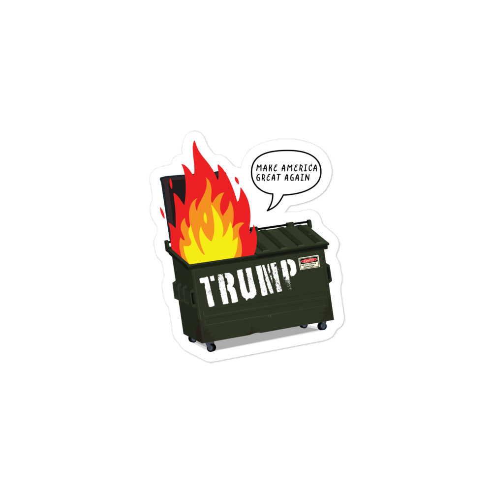 Make a bold statement with our "Trump Dumpster Fire" Anti-MAGA 3x3 bubble-free sticker.
