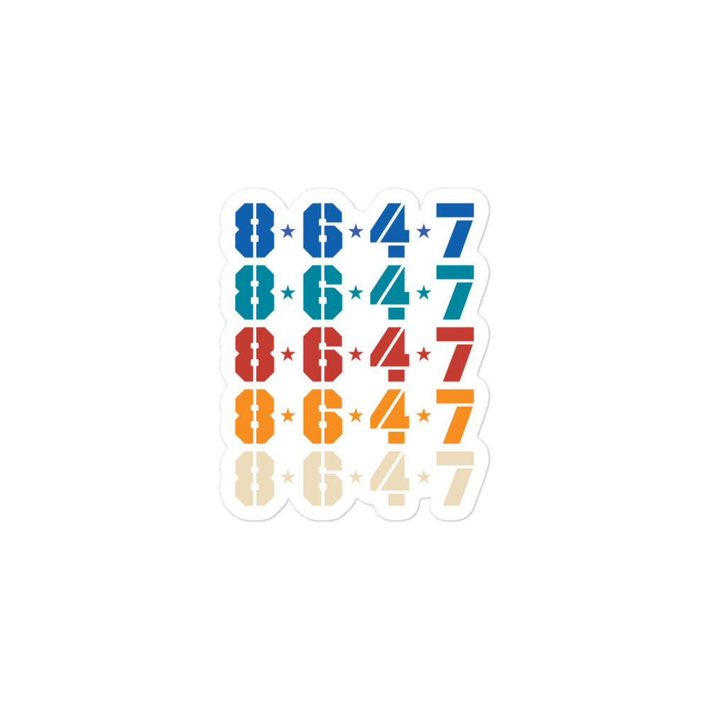 Front view of the Political Activism Decal Anti-Trump 8647 FDT Retro Sticker displaying the "8647" design.