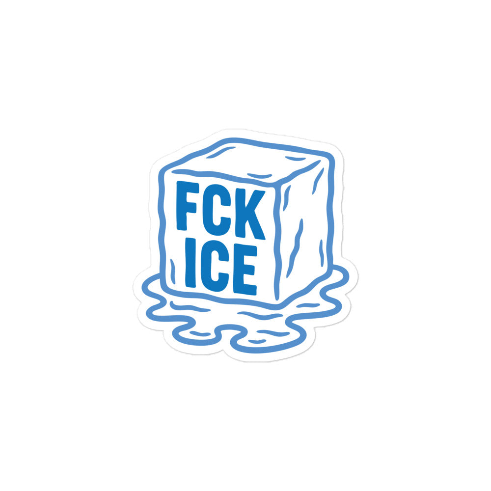 "F*CK ICE" Abolish Ice Melting Ice Cube Graphic 3x3 Bubble-Free Sticker