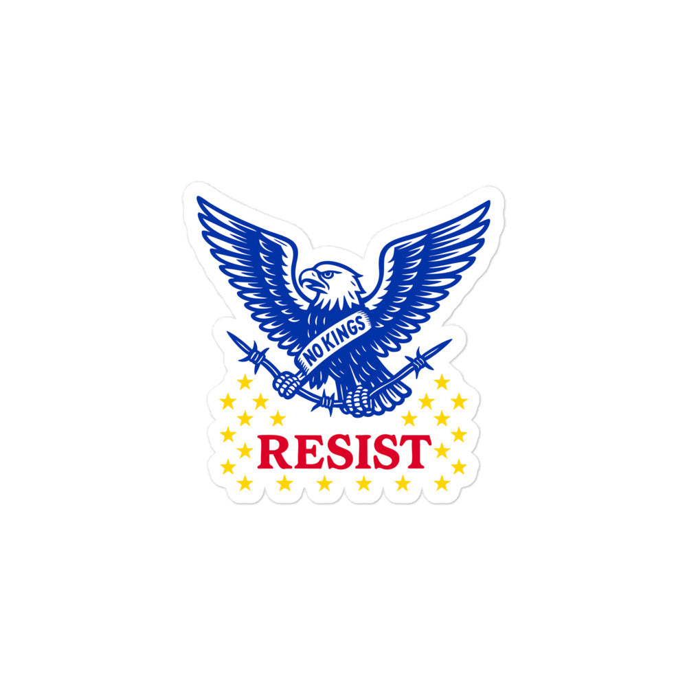 Resist: "No Kings In America" Anti-Trump Patriotic Eagle Graphic 3x3 Bubble-Free Sticker