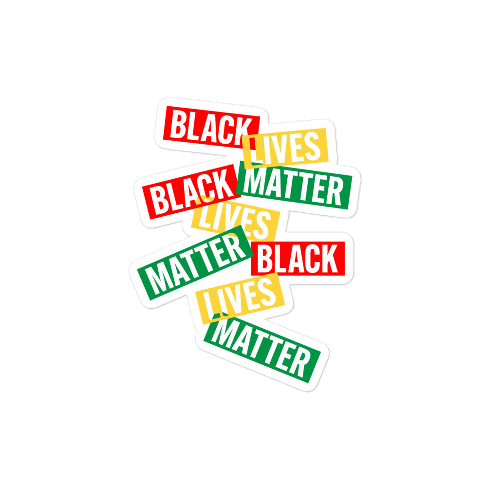 Detailed view of Black Lives Matter slogan on the sticker.