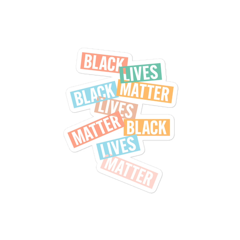Full view of Black Lives Matter Sticker in bold lettering.