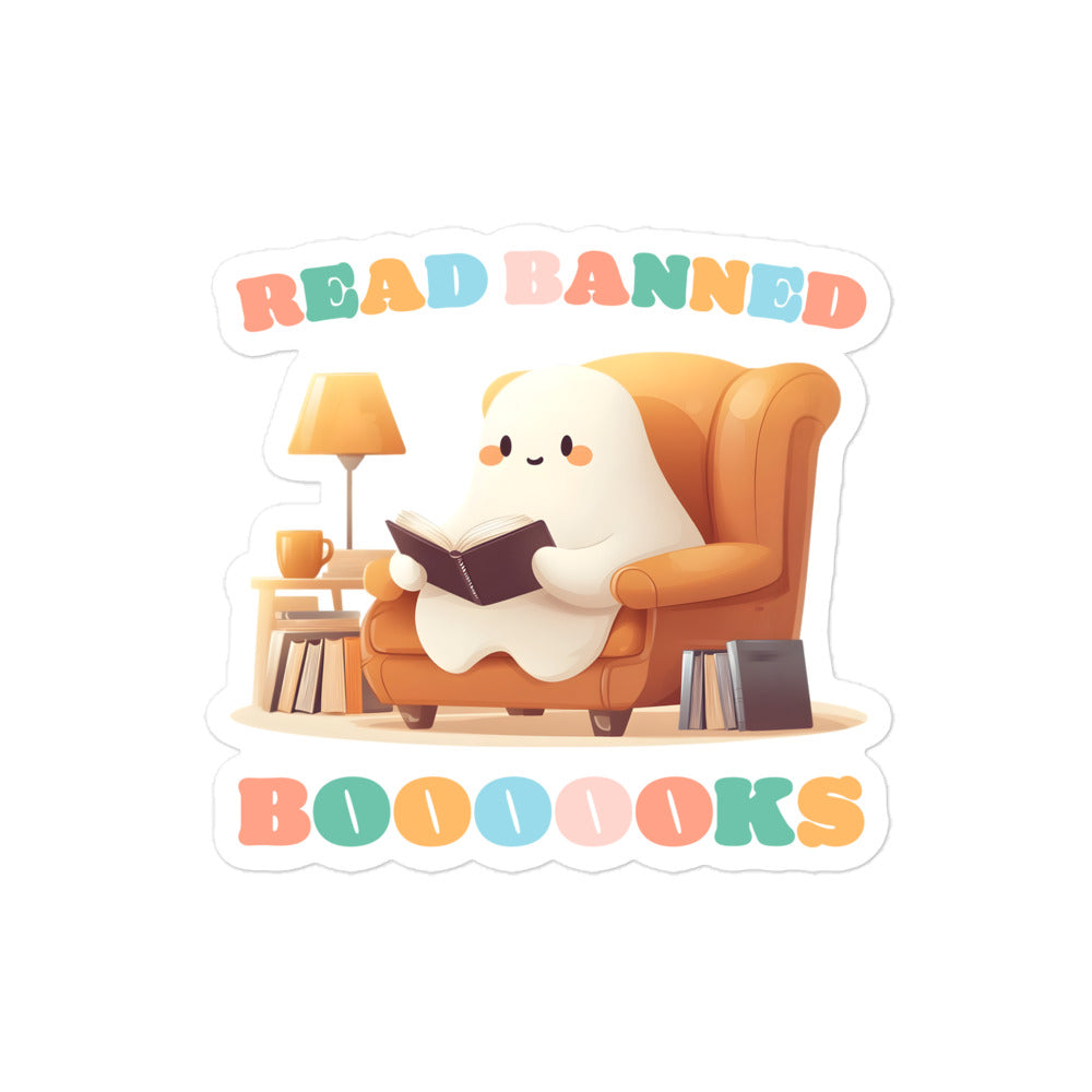 Playful "Read Banned Boooooks" Sticker.