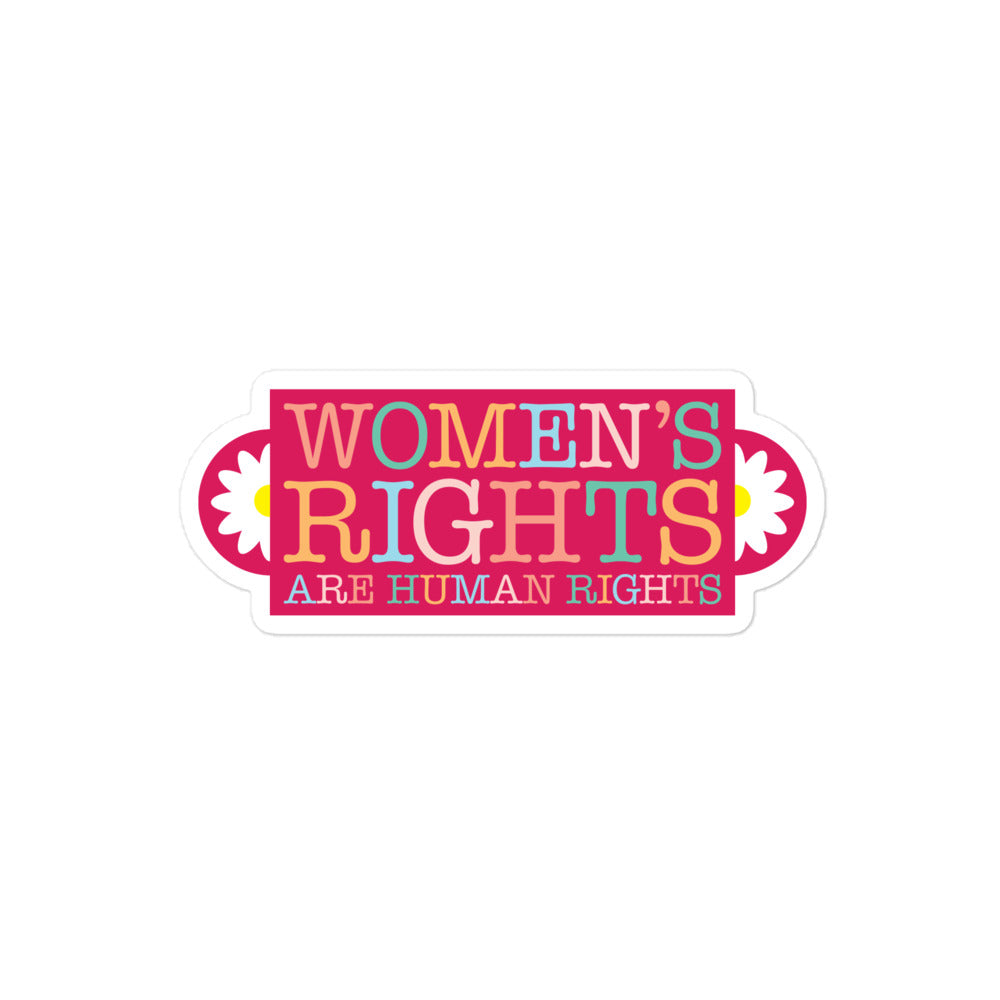 Front View Image: Women's Rights Are Human Rights Sticker front view with beautiful text design.