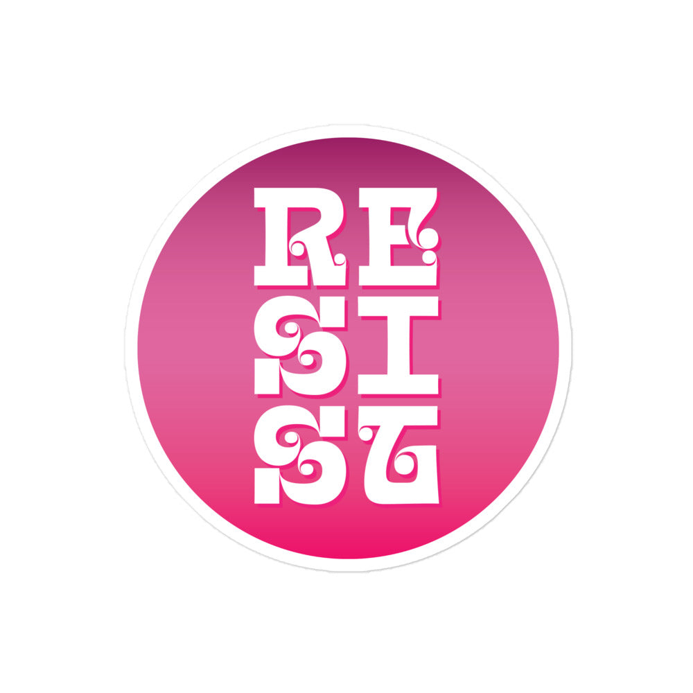 Front View Image: Front view of the bold RESIST Sticker design.