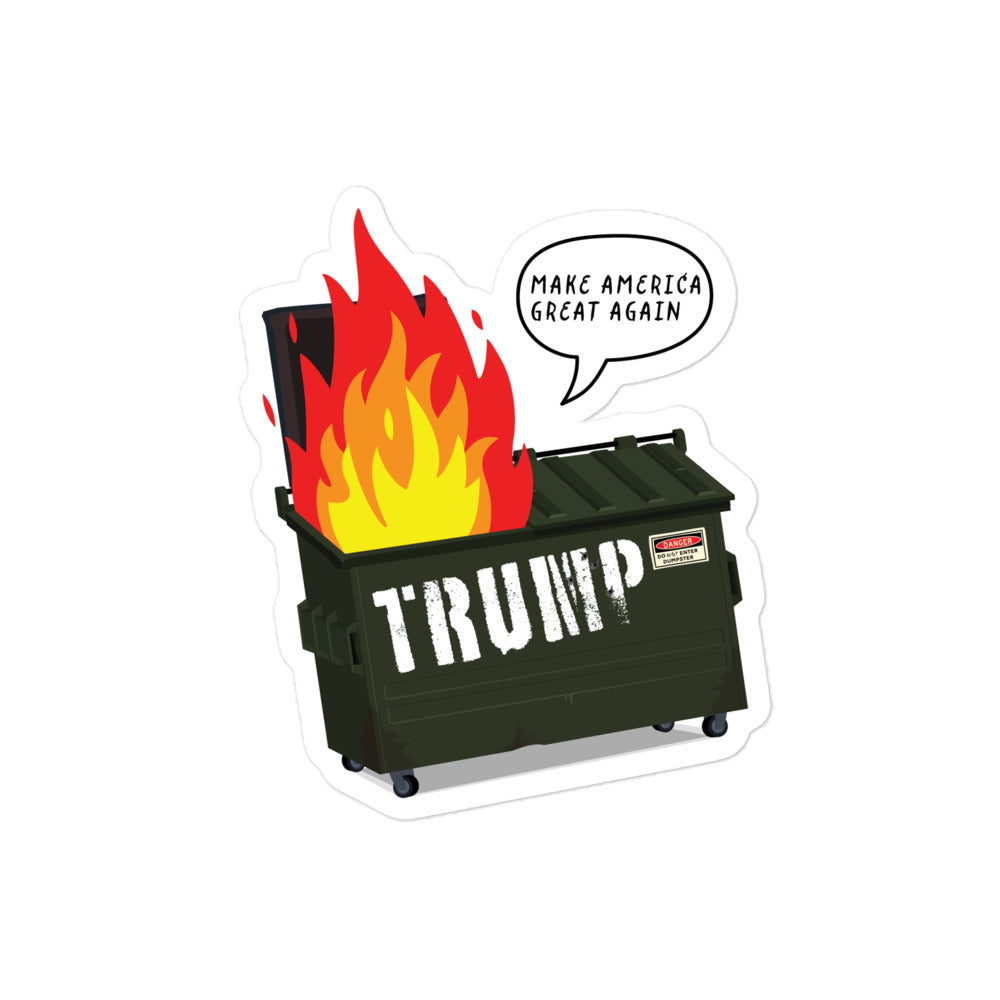 Make a bold statement with our "Trump Dumpster Fire" Anti-MAGA 4x4 bubble-free sticker.