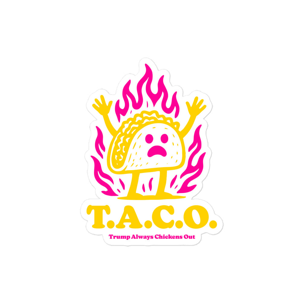 Front View Image: Trump Always Chickens Out T.A.C.O. Sticker – Front View on White Background