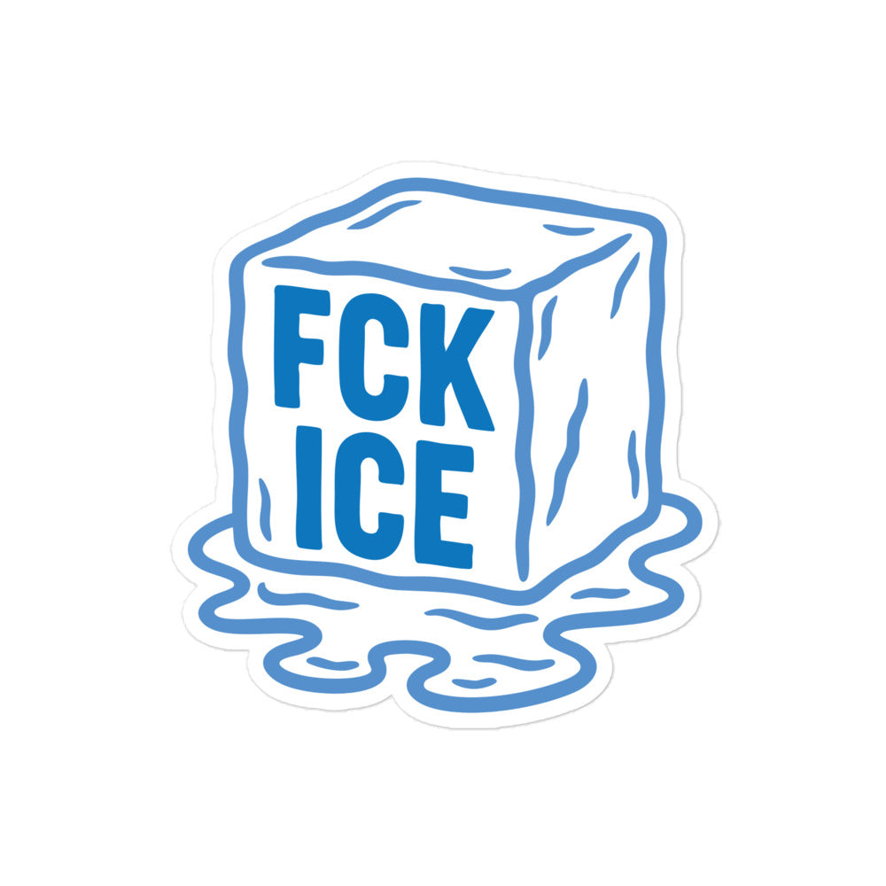"F*CK ICE" Abolish Ice Melting Ice Cube Graphic 4x4 Bubble-Free Sticker