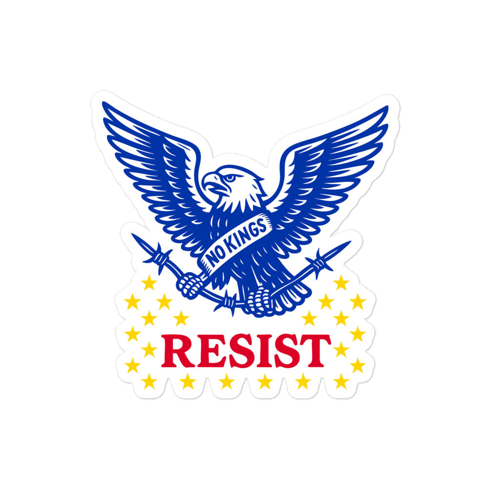Resist: "No Kings In America" Anti-Trump Patriotic Eagle Graphic 4x4 Bubble-Free Sticker