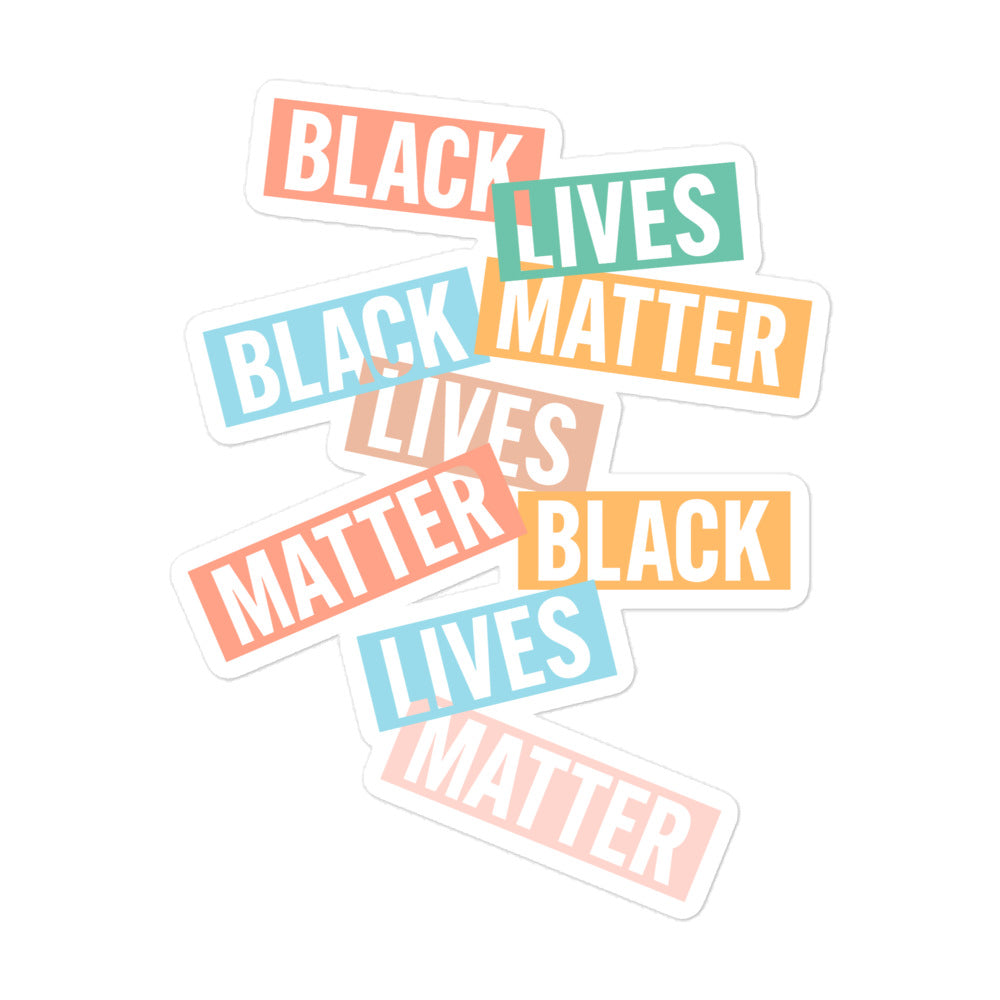 Full view of Black Lives Matter Sticker in bold lettering.