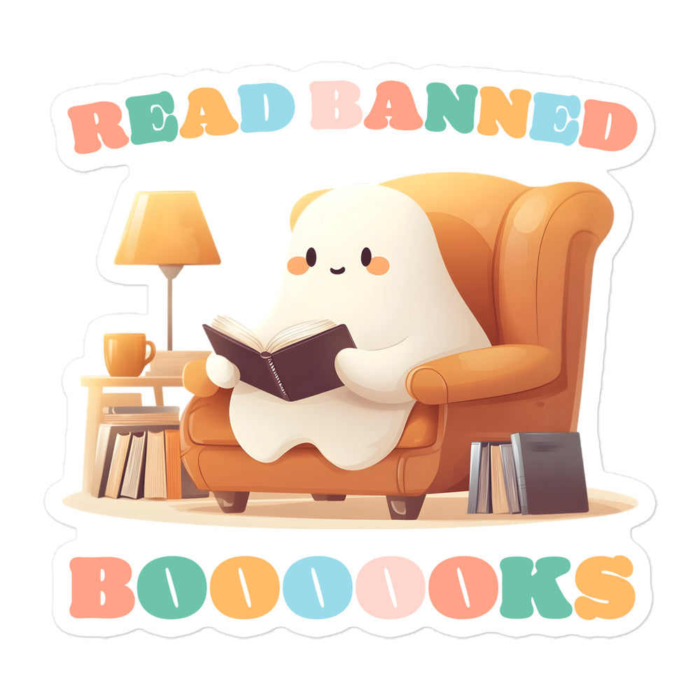 Playful "Read Banned Boooooks" Sticker.