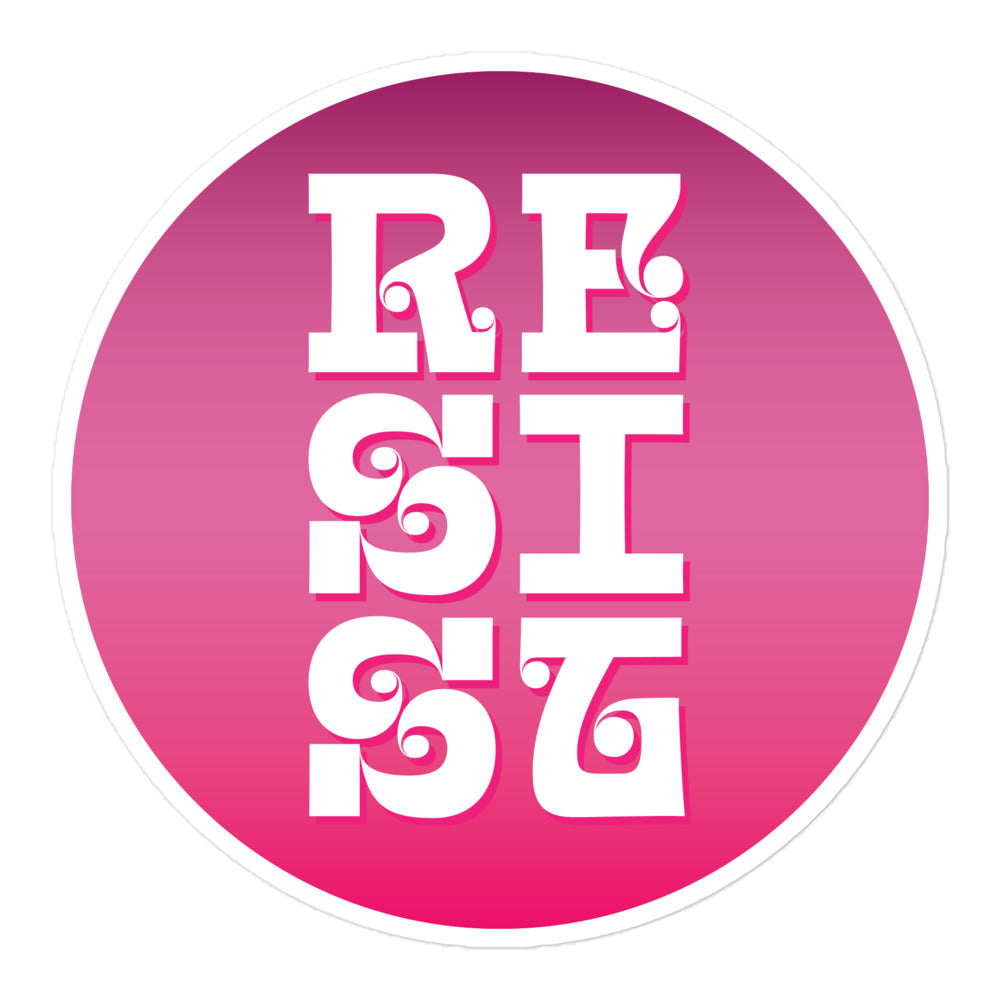 Front View Image: Front view of the bold RESIST Sticker design.