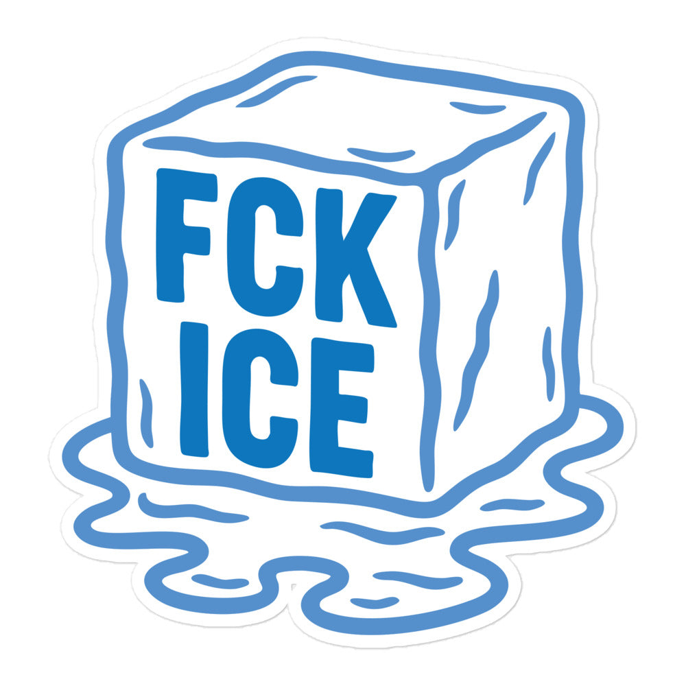 "F*CK ICE" Abolish Ice Melting Ice Cube Graphic 5.5x5.5 Bubble-Free Sticker