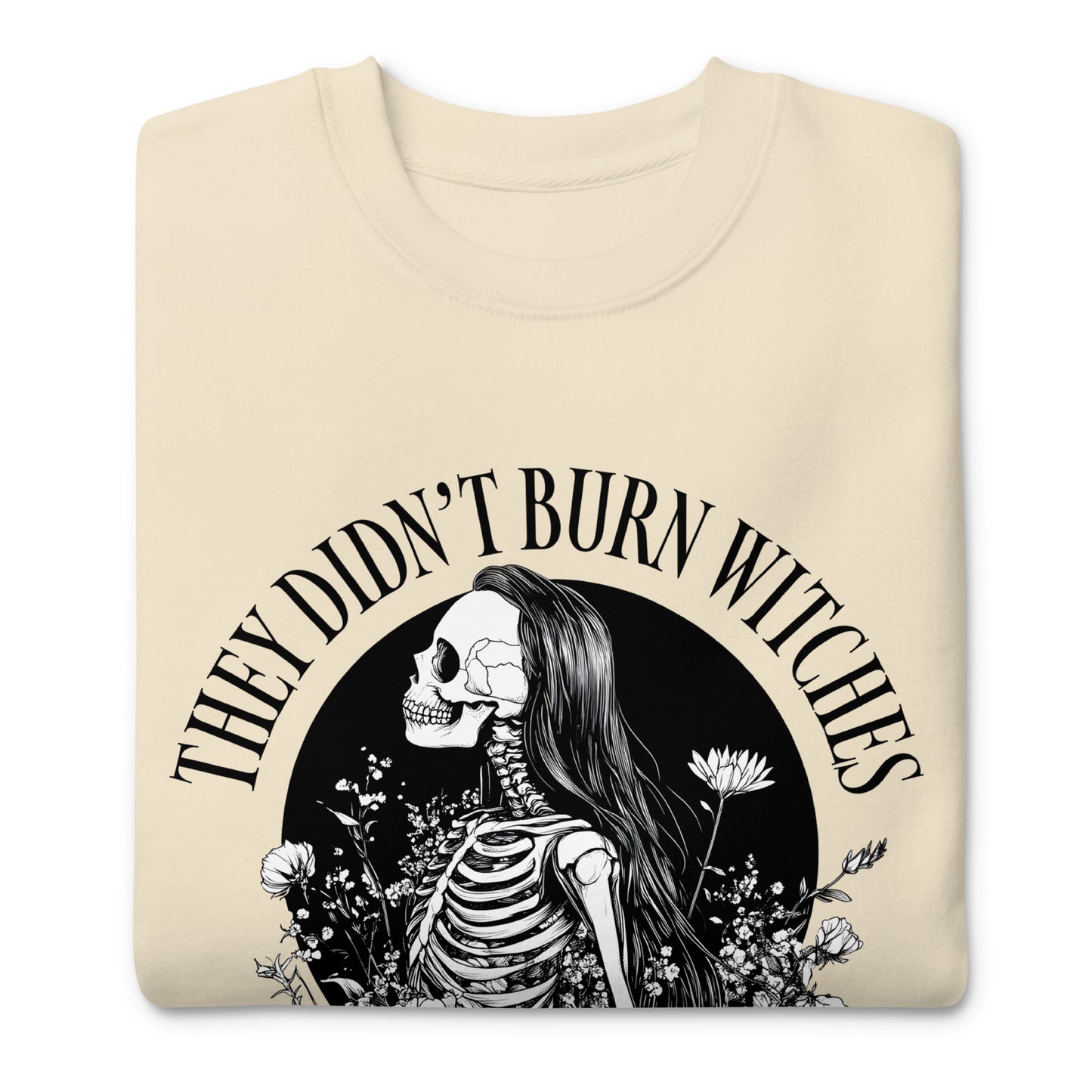Close-Up of Design: Detailed view of the skeleton girl with flowers.