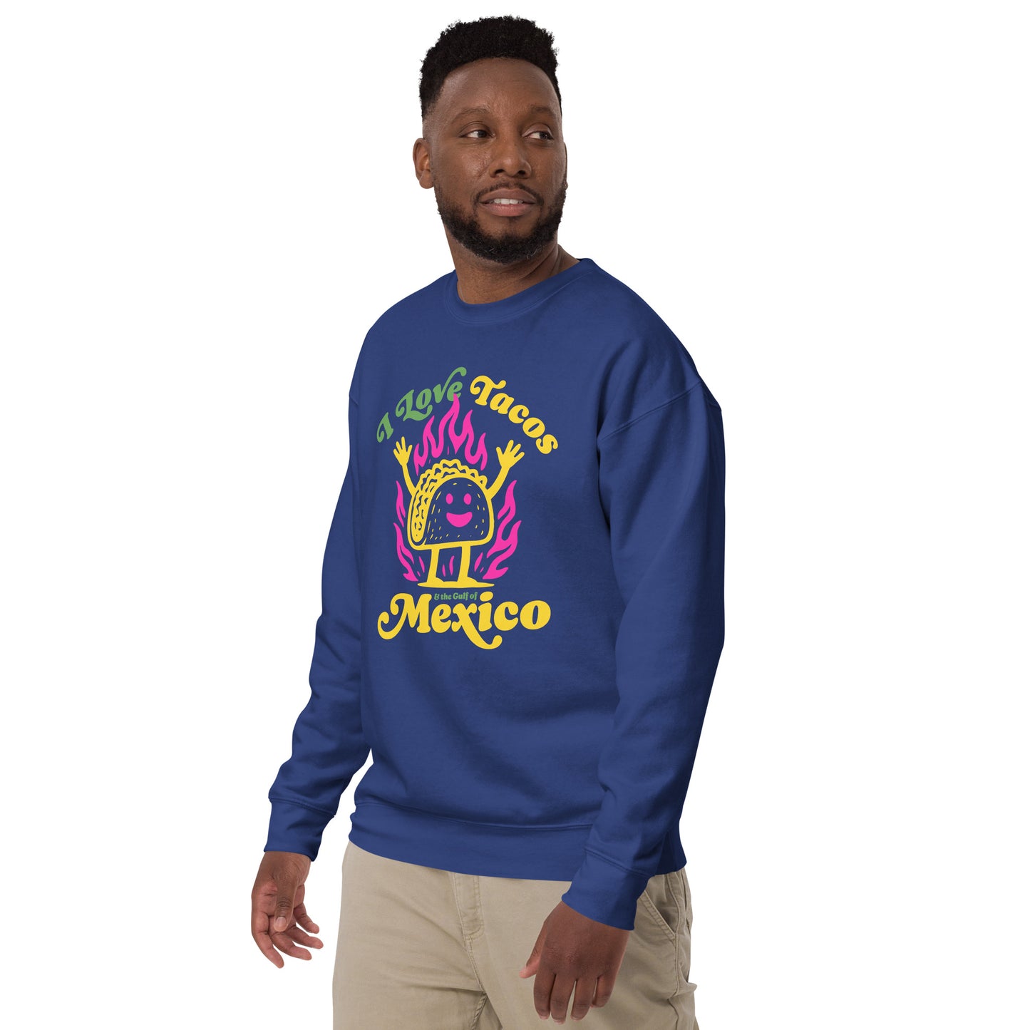 Lifestyle Image: “Black Model wearing pro-Mexico political sweatshirt celebrating Gulf Coast culture”