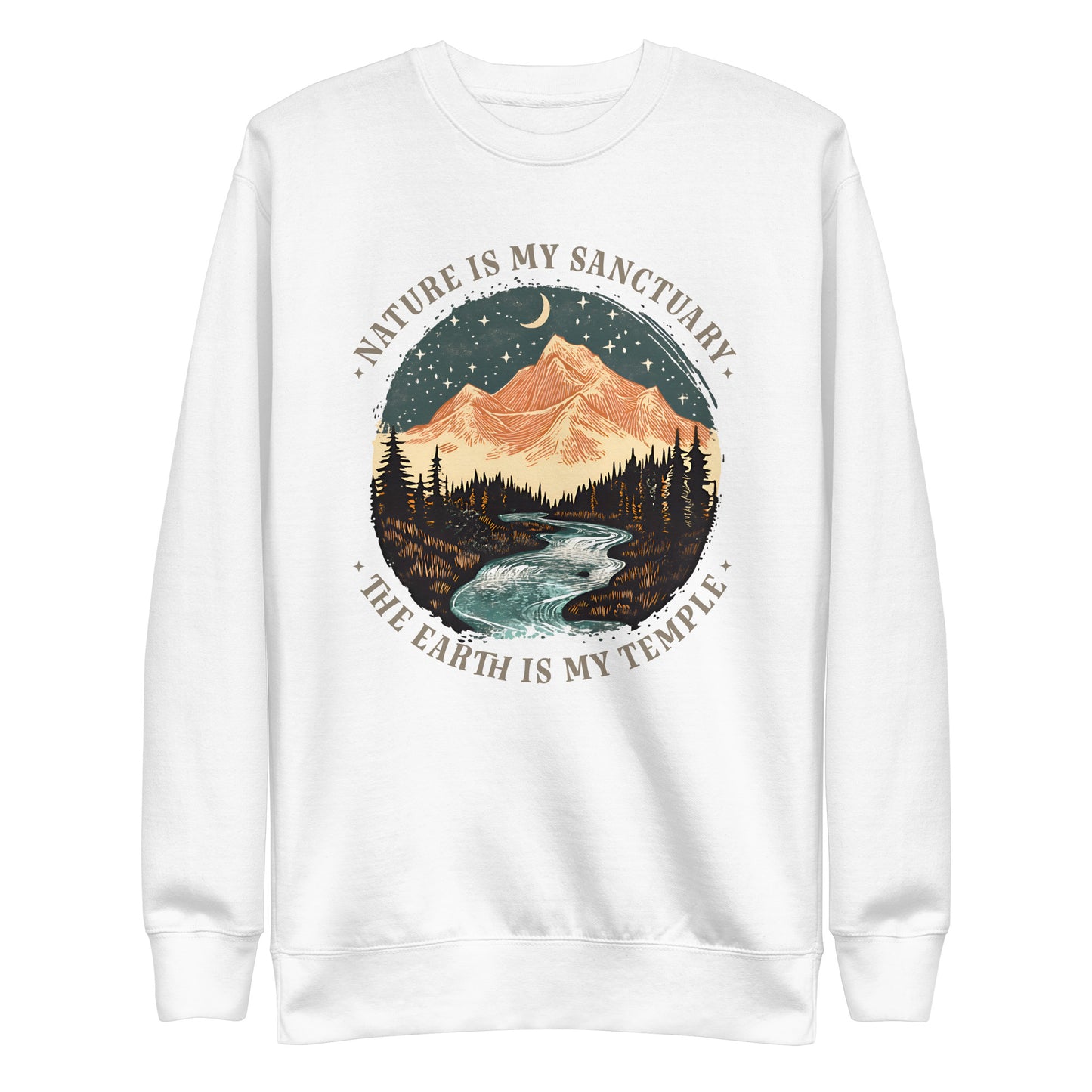 Front view of the "Nature Is My Sanctuary" Environmental & Earth Day Sweatshirt