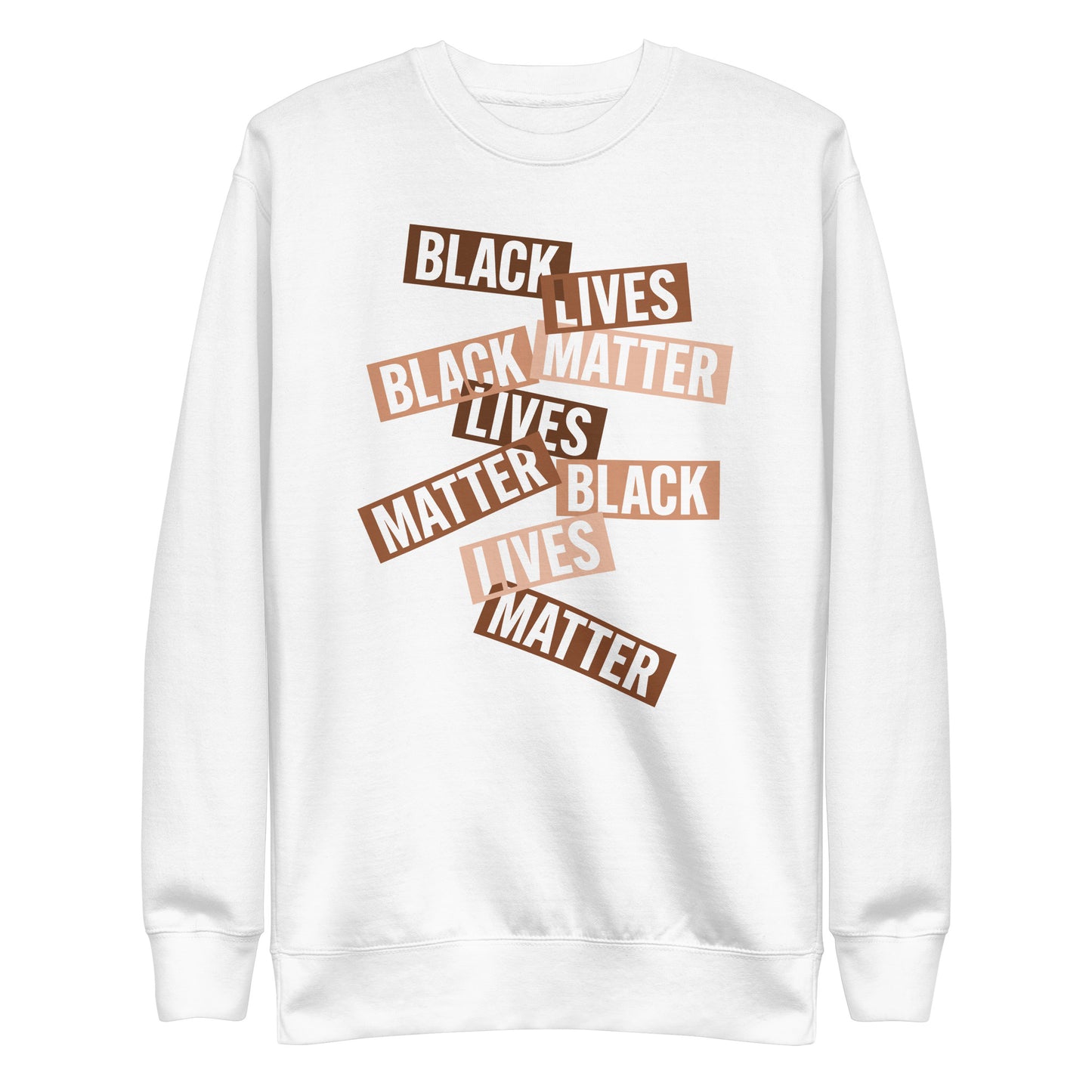 Front View Image: Bold Black Lives Matter Premium Sweatshirt, front view.
