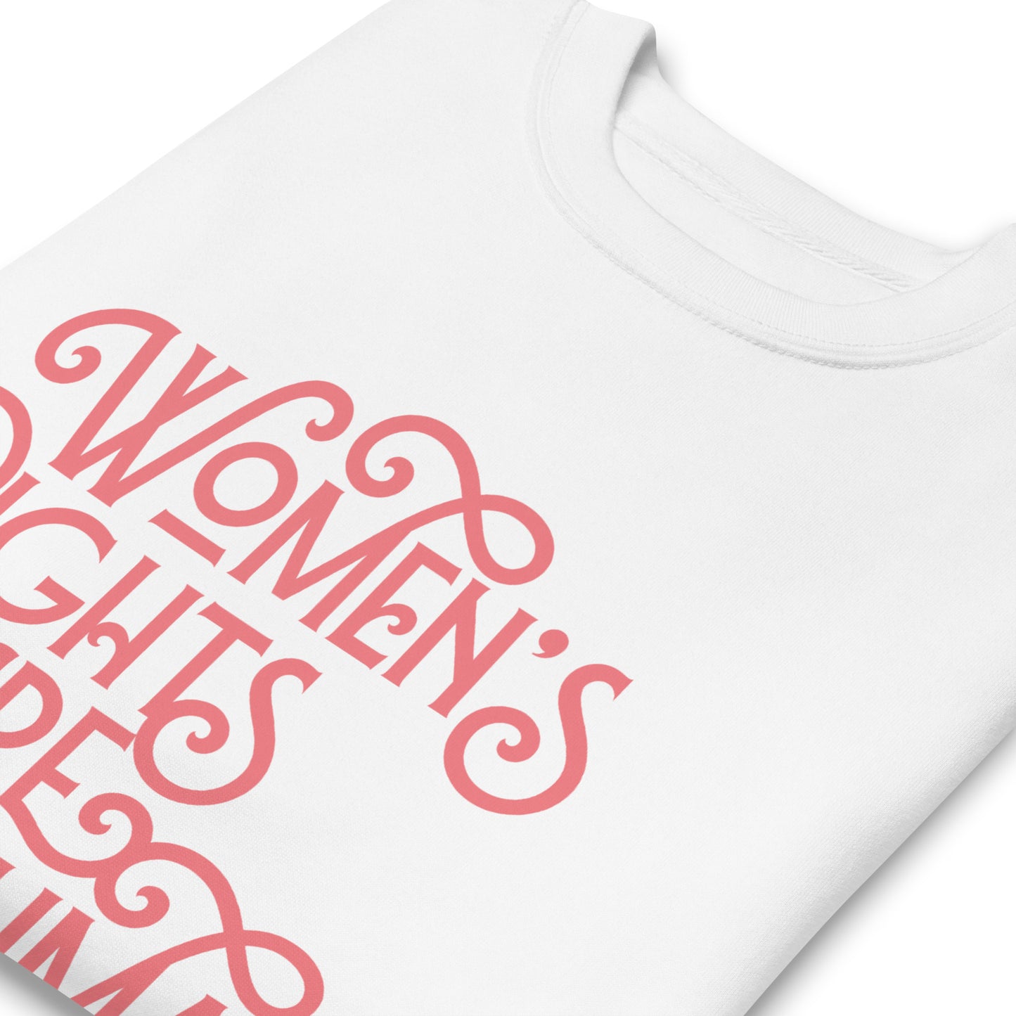 Close-Up of Design: Close-up of the sweatshirt’s empowering feminist message.