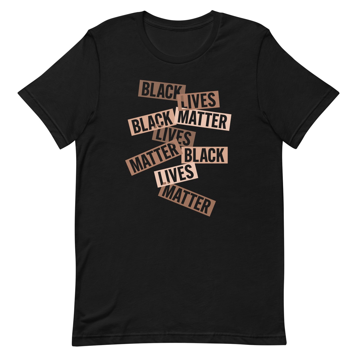 Front View Image: Bold Black Lives Matter Unisex T-Shirt design.
