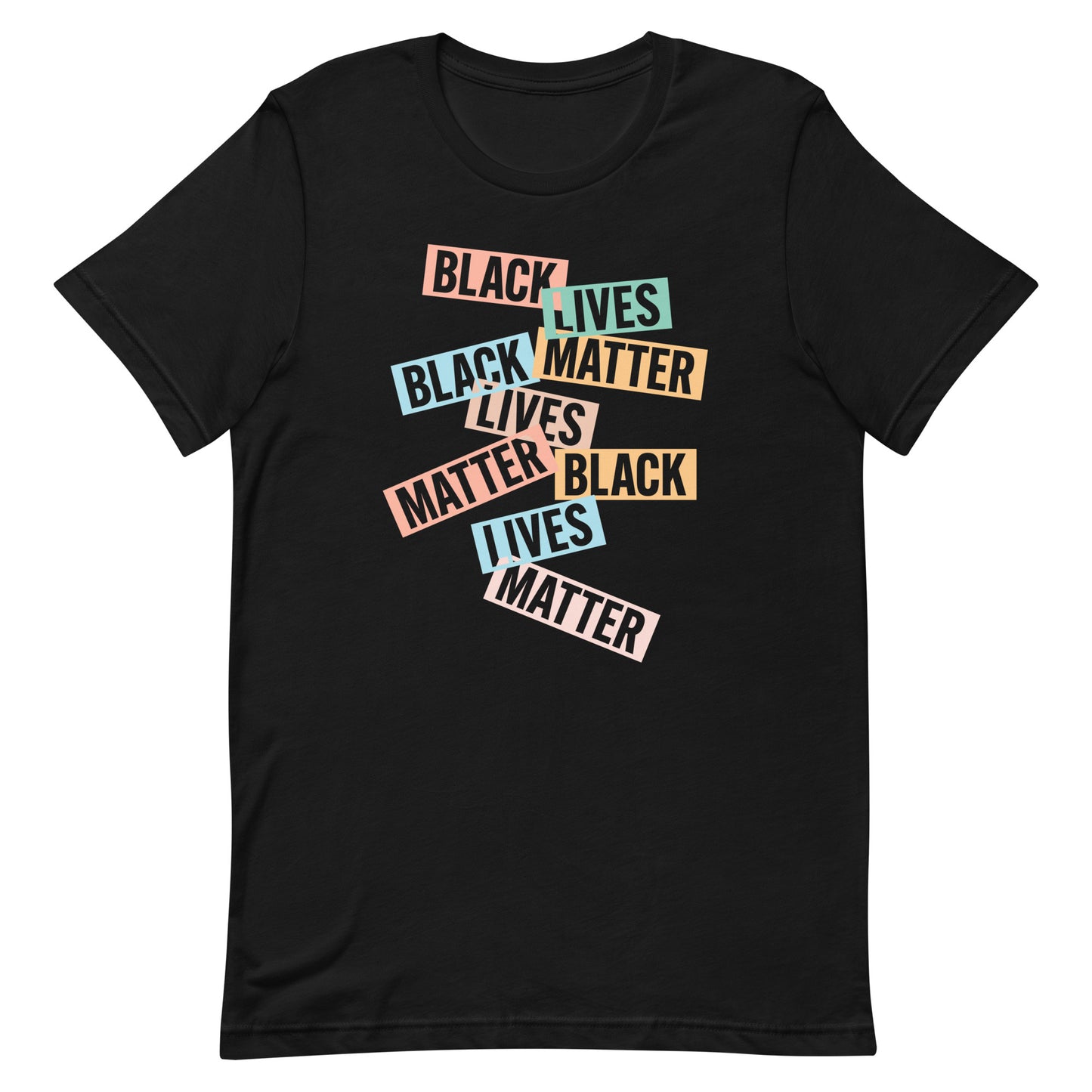 Front View Image: Black Lives Matter Unisex T-Shirt with bold BLM lettering.
