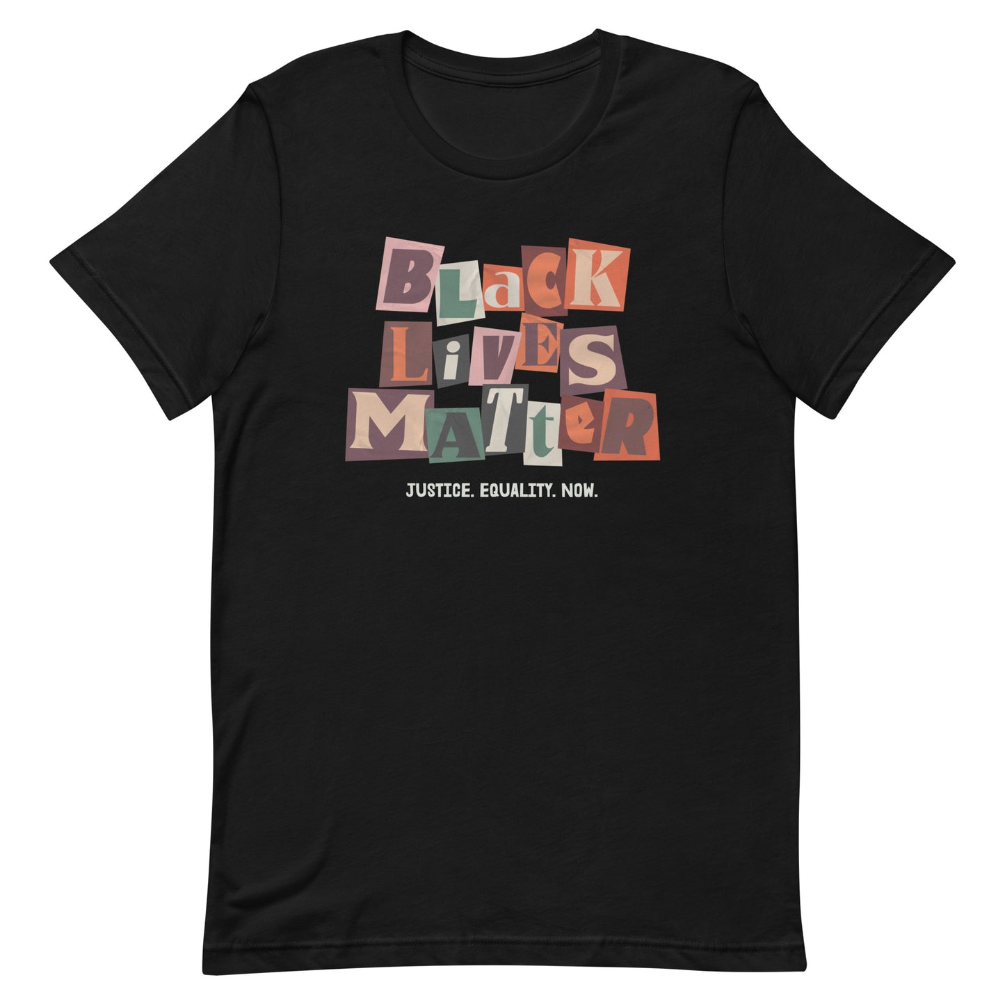 Front view of the Black Lives Matter Unisex T-Shirt with bold lettering.