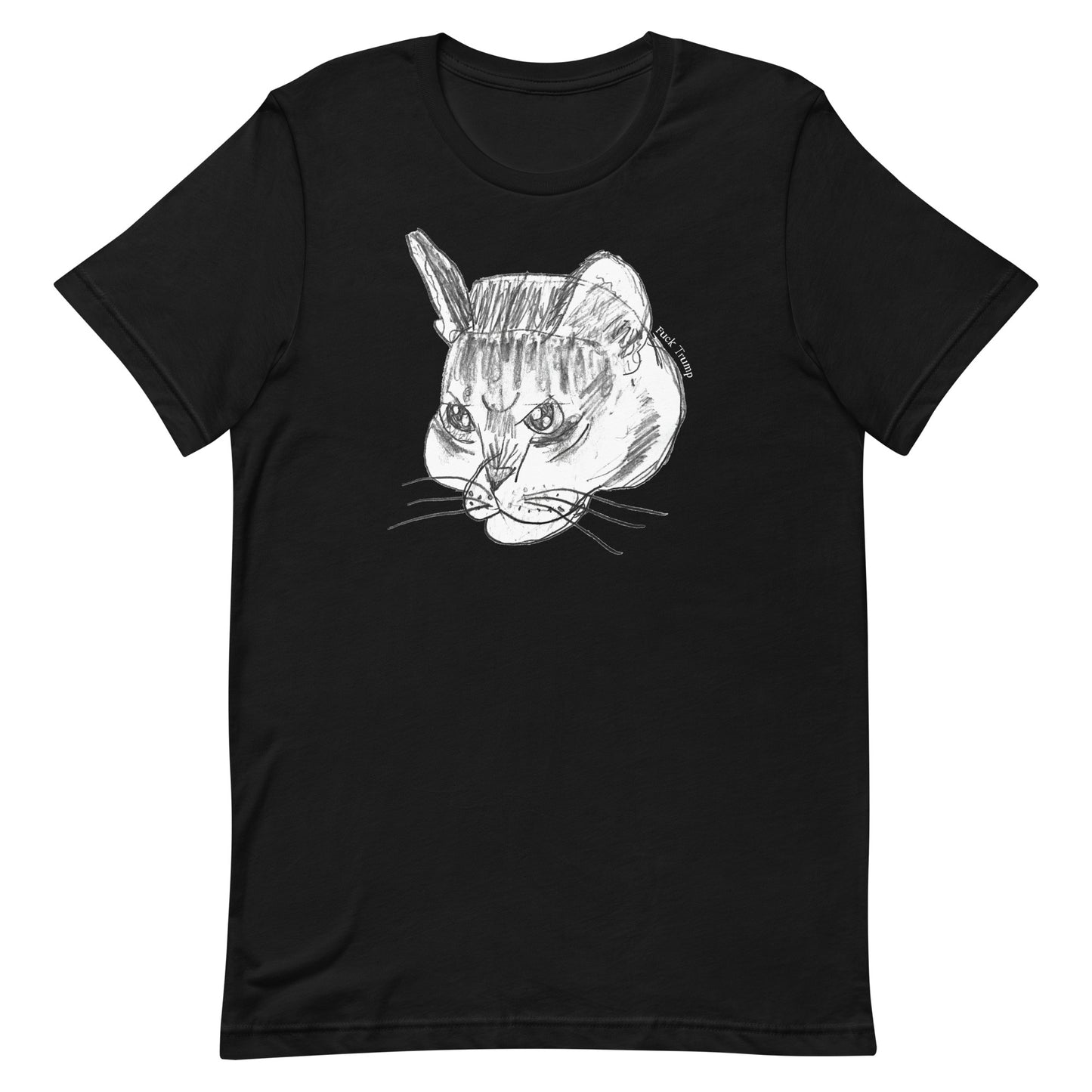 Front view of the Subtle Anti-Trump Cat Unisex T-Shirt showcasing the cat design.