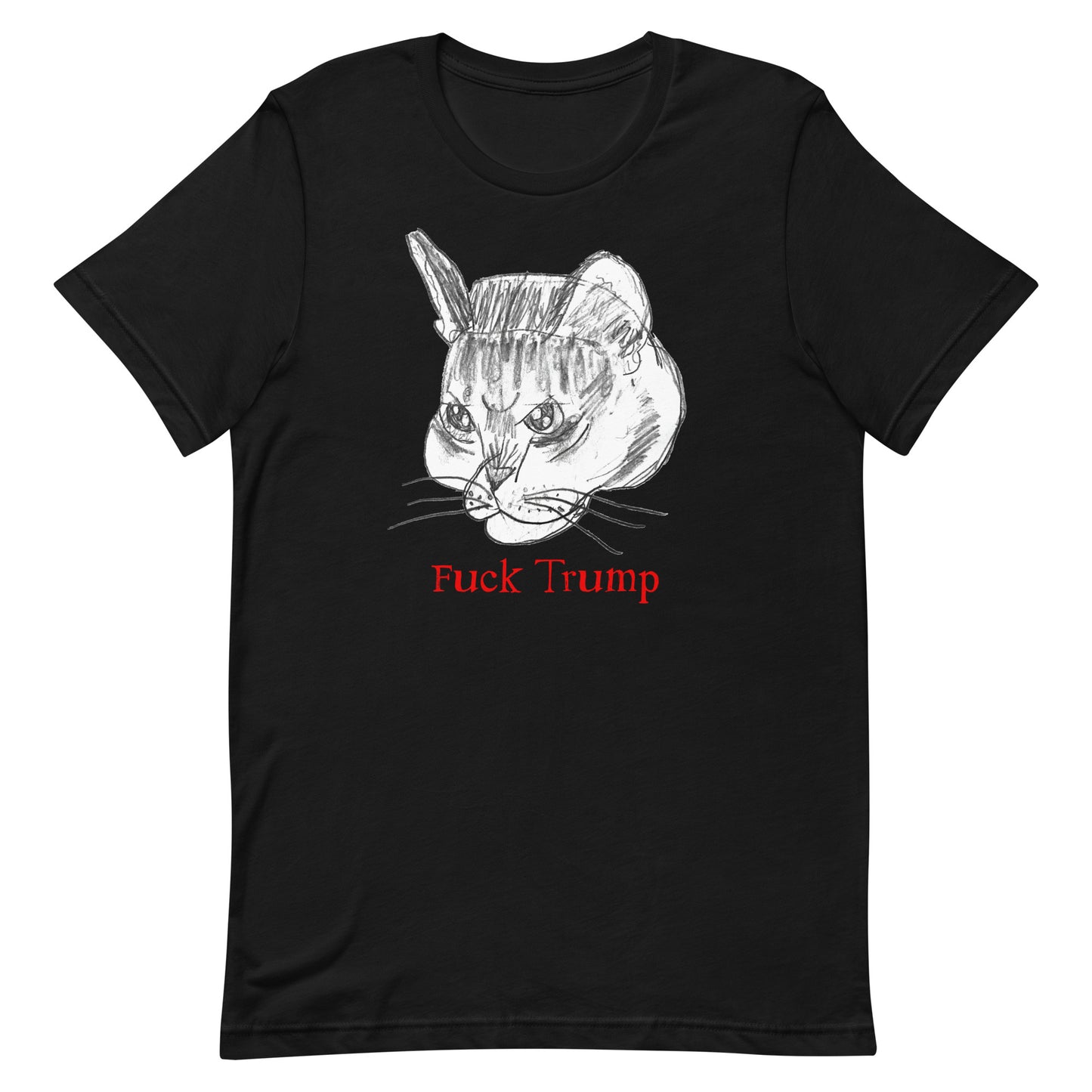 Front view of the Subtle Anti-Trump Cat F*ck Trump T-Shirt featuring the cat illustration and phrase.