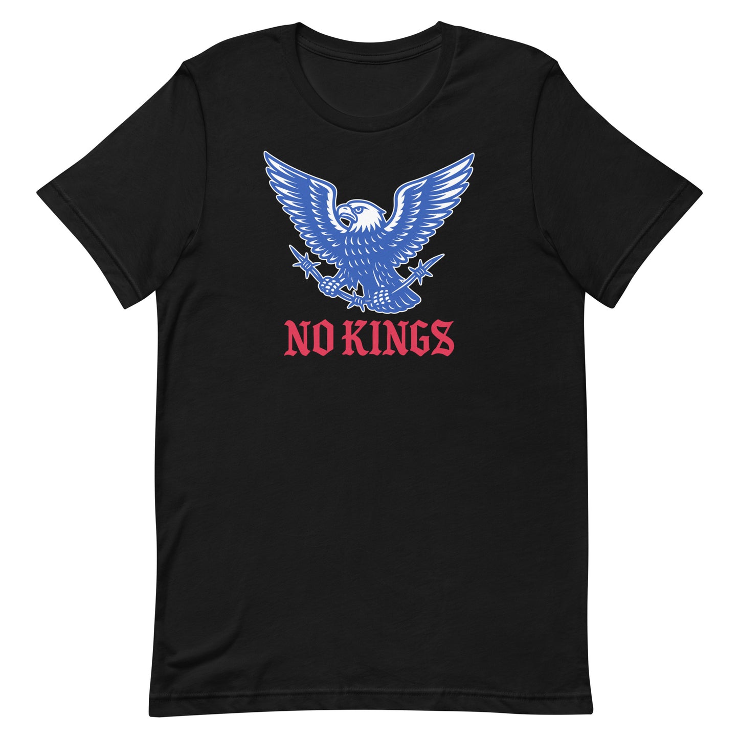 Front view of the "No Kings In America" Anti-Trump Patriotic Eagle Graphic Unisex T-Shirt