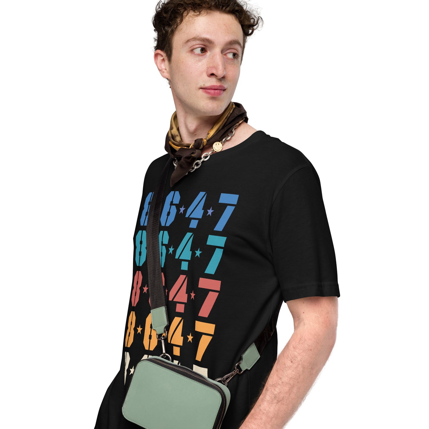 Lifestyle Image: Person wearing the Retro 8647 FDT t-shirt.