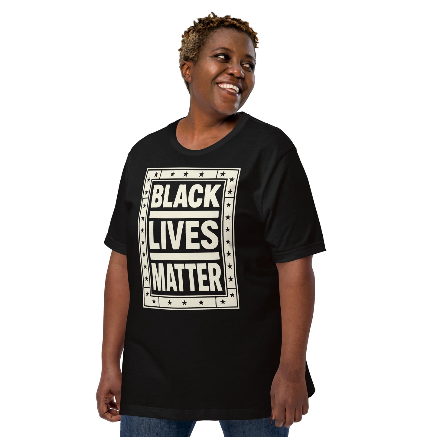 Lifestyle Image: Person Wearing Black Lives Matter T-Shirt