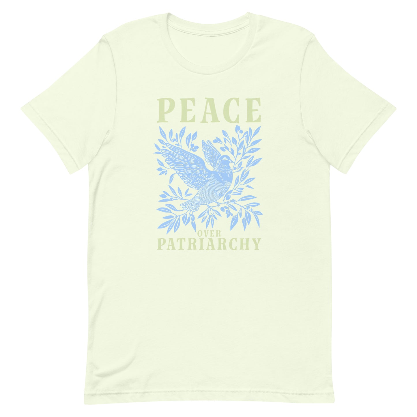 Front View Image: Full view of the Peace Over Patriarchy T-Shirt showcasing its striking design.